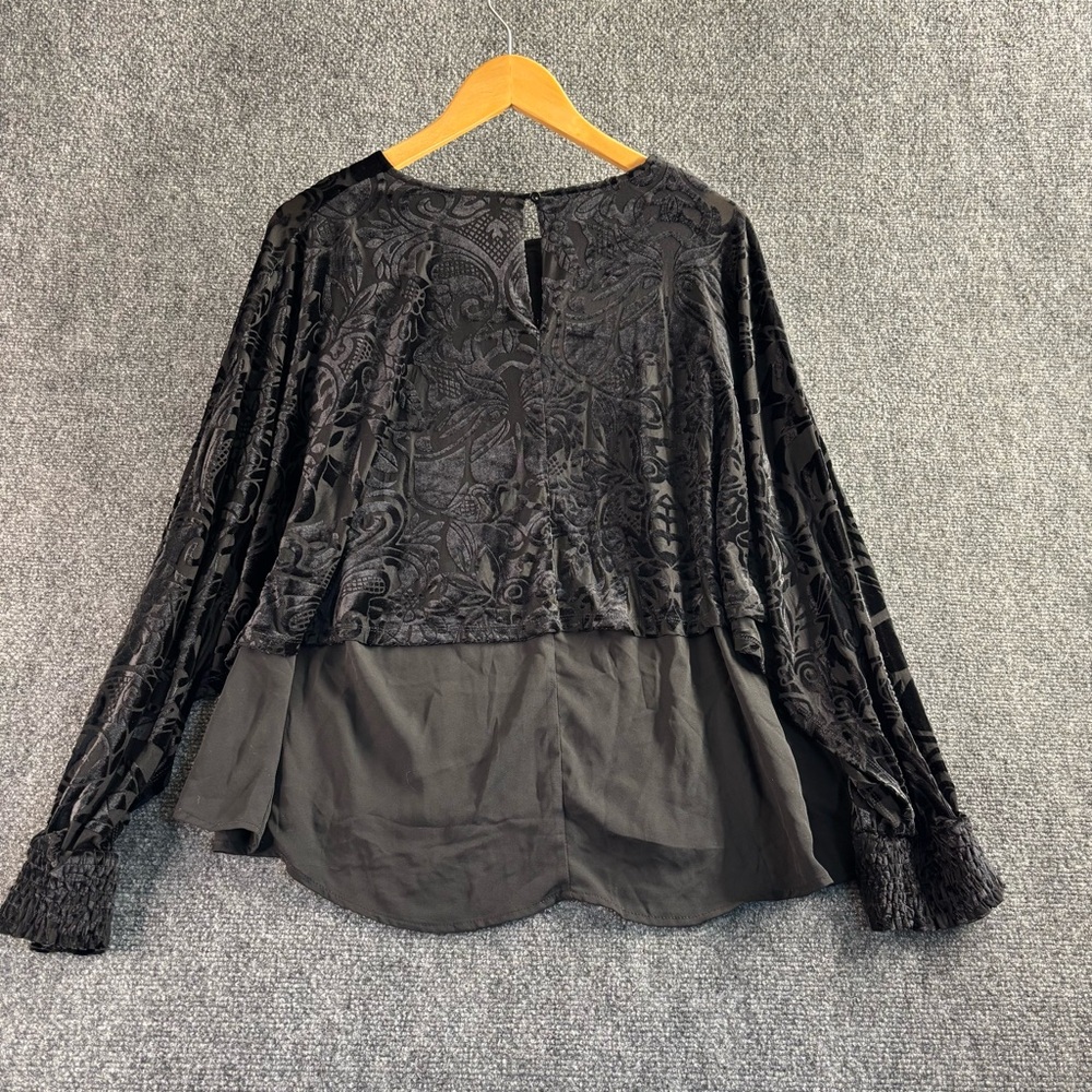 Mystree Black burnt velvet Layered Women's Blouse - Picture 5 of 8